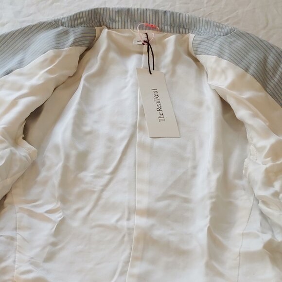 NEW THOM BROWNE BLUE Striped Wool Double Breasted BLAZER Women's RARE - Picture 10 of 16